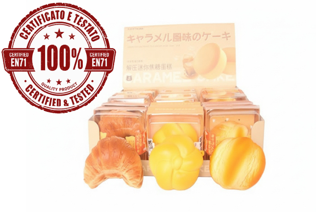 SQUISHY Croissant Set PU Slow Rise (Ricrescita Lenta) 7cm In Window box- 3ass – In espo da 18pz…x18…x216